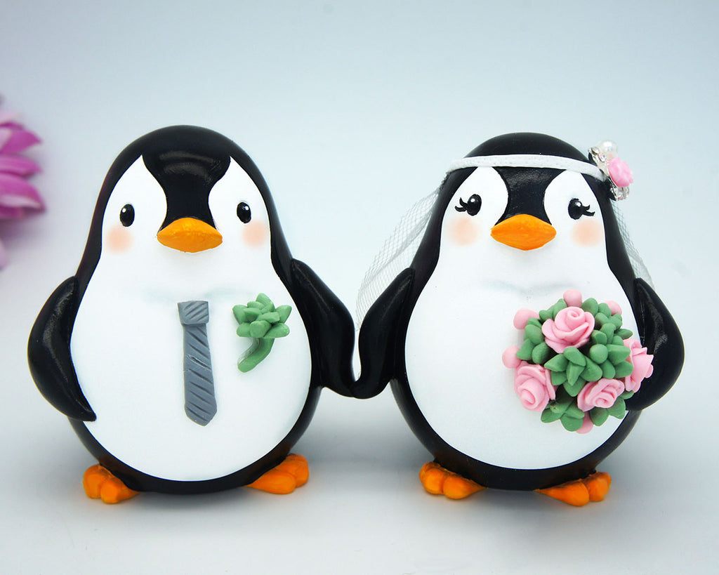 Customize hotsell accessories color Cute Penguin Wedding Cake Topper- Heart Base - SPECIAL FOR 2022